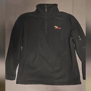 Fossa Black Quarter Zip Pullover Fleece Jacket Small – Waffle Knit, Embroidered